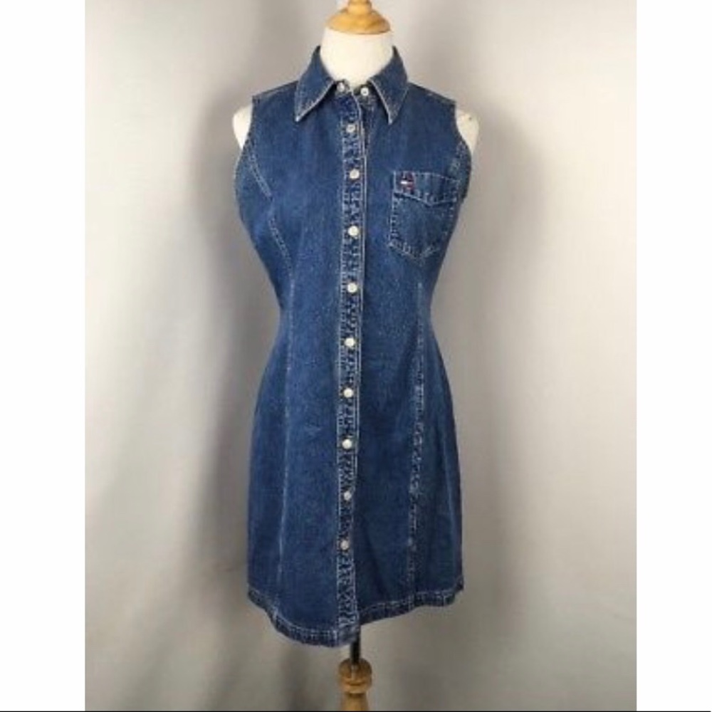 Vintage 90s Tommy Hilfiger Denim Shirt Dress